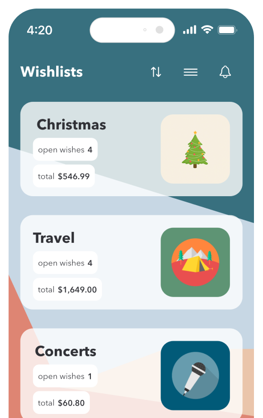 Wishlists App Screenshot