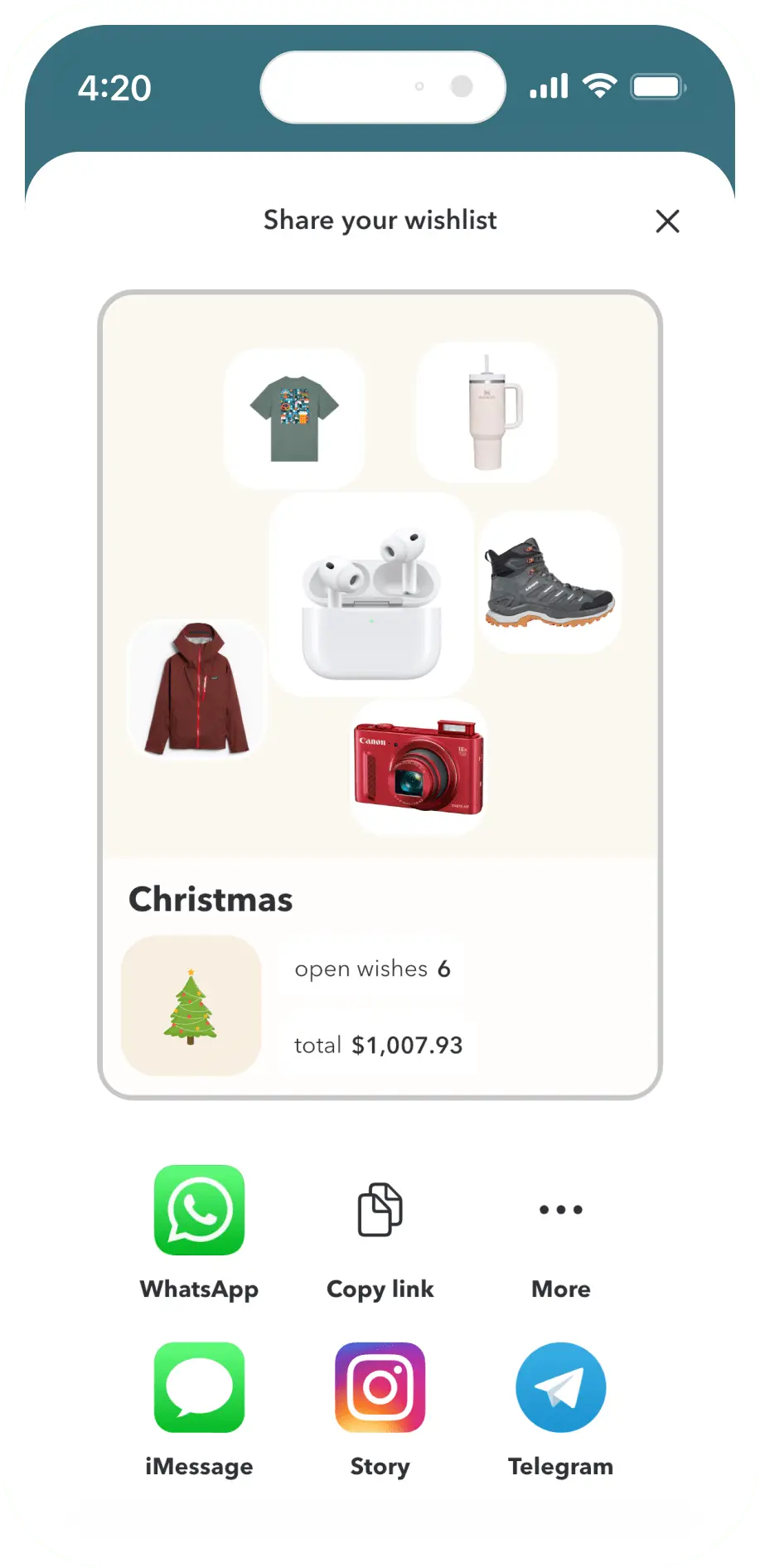 Wishlists App Screenshot