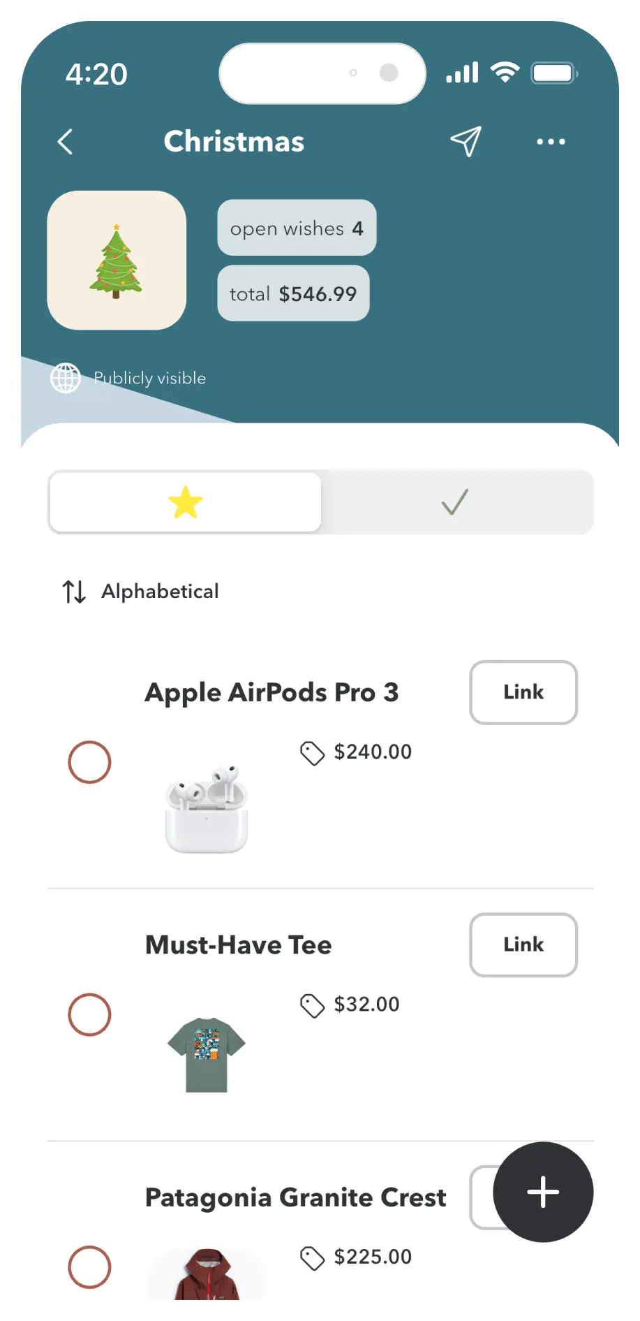 Wishlists App Screenshot